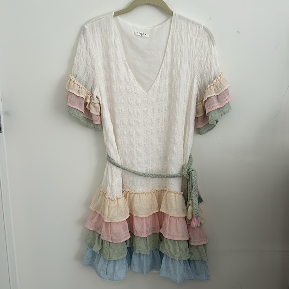 Storia Color Block Ruffled Dress Size M - Picture 2 of 12